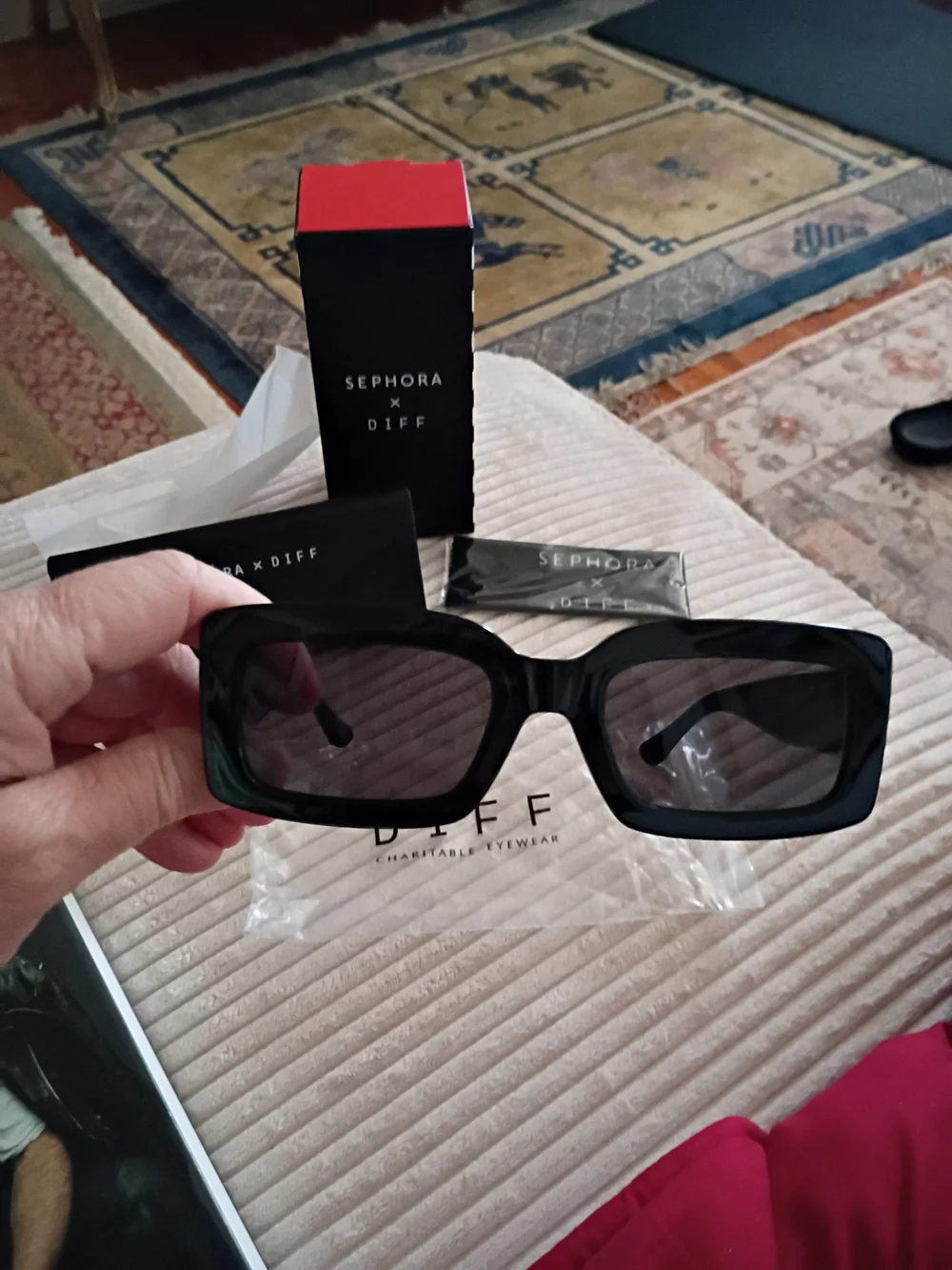 Sephora x Diff Black Rectangular Sunglasses